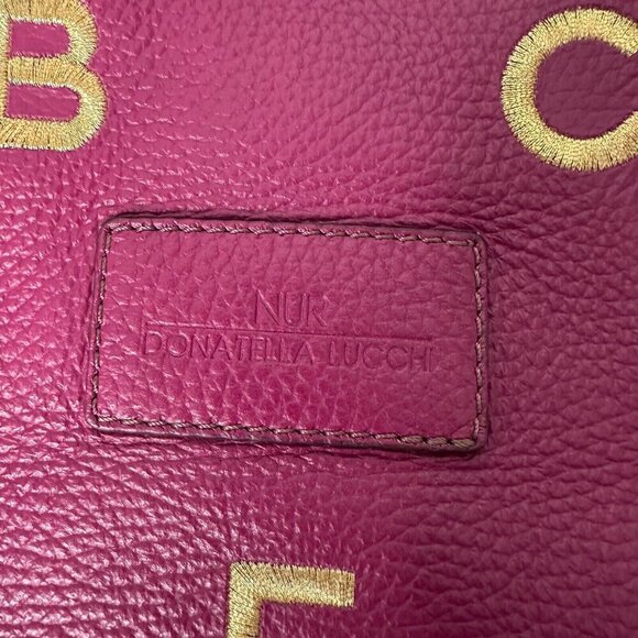 Nur Donatella Lucchi Pink Leather Tote Bag Embroidered Alphabet Letters - Picture 5 of 13
